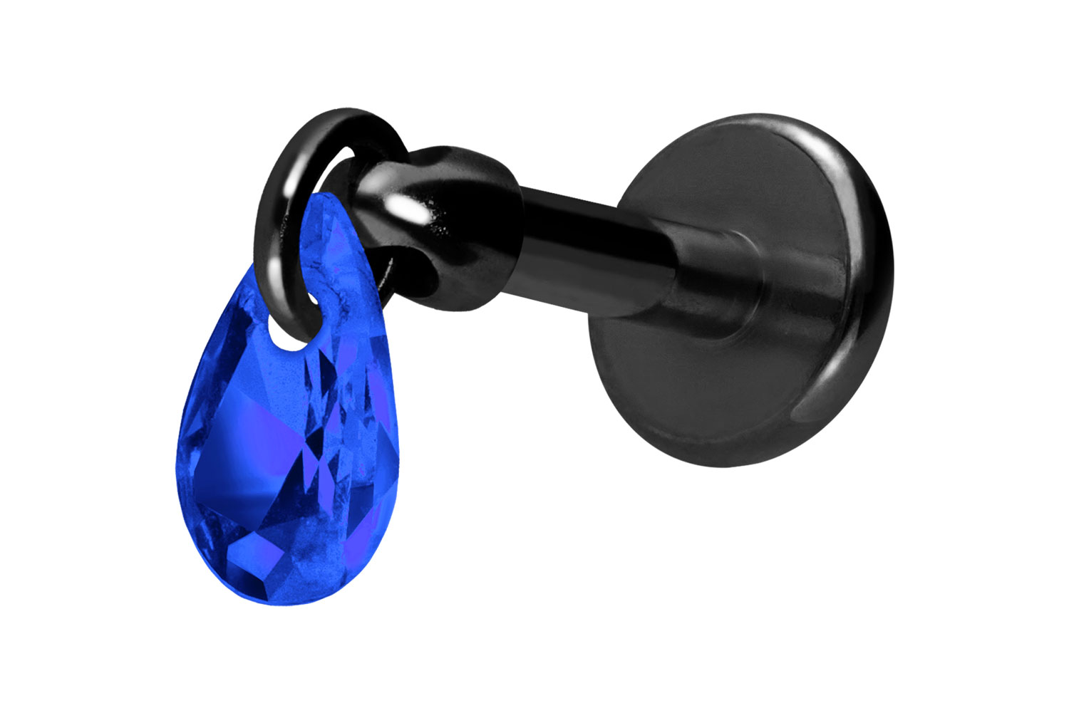 Titan Labret Piercing mit Innengewinde KRISTALLTROPFEN